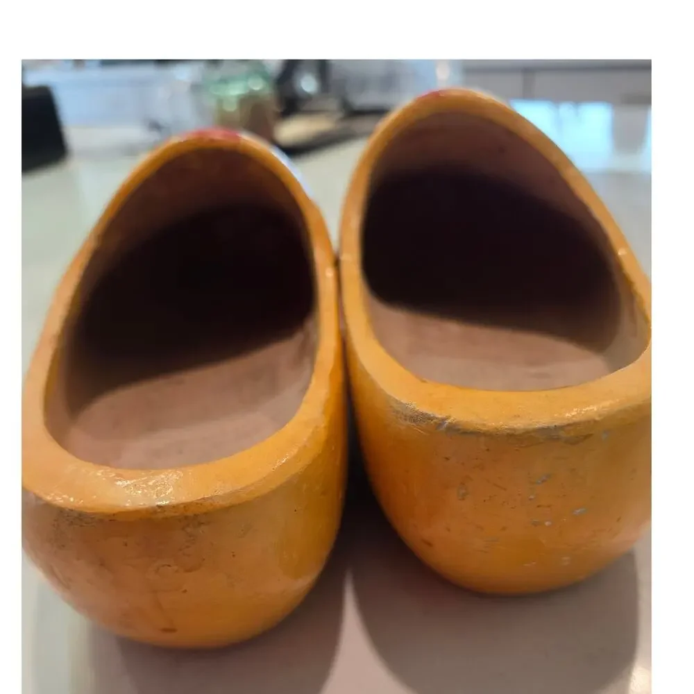 Vintage Hand painted Dutch Wooden Clog Shoes